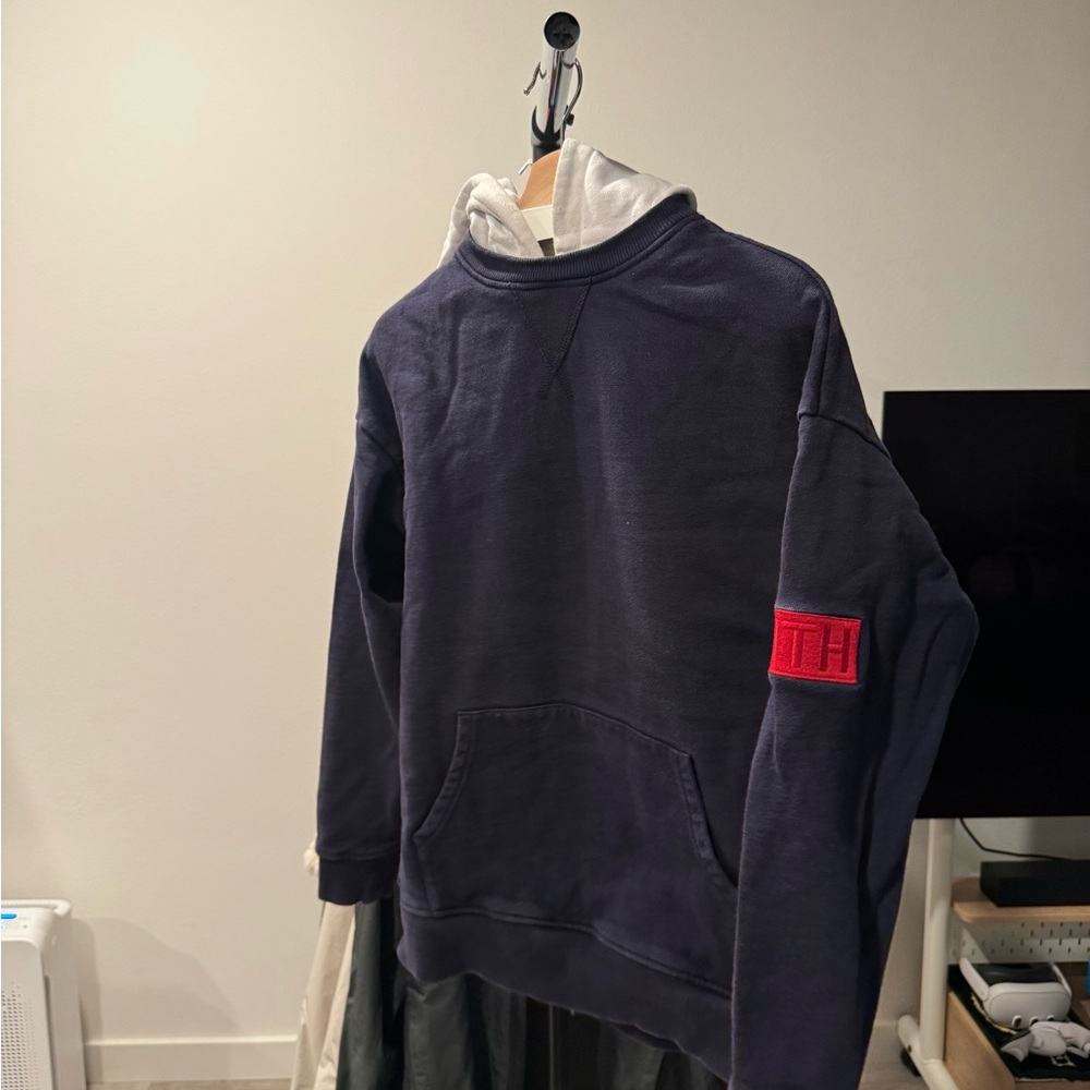 Kith Navy Sweatshirt with Red Sleeve Patch